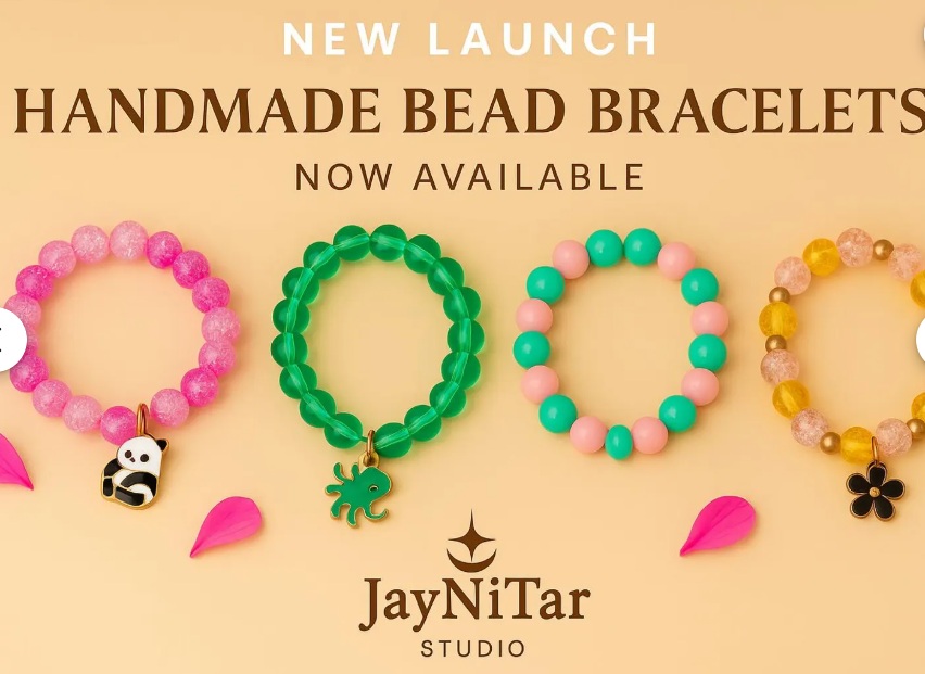Handmade Bead Bracelet Set of 4 - Panda, Octopus, Pearl & Flower Charms � Kids Jewelry Gift