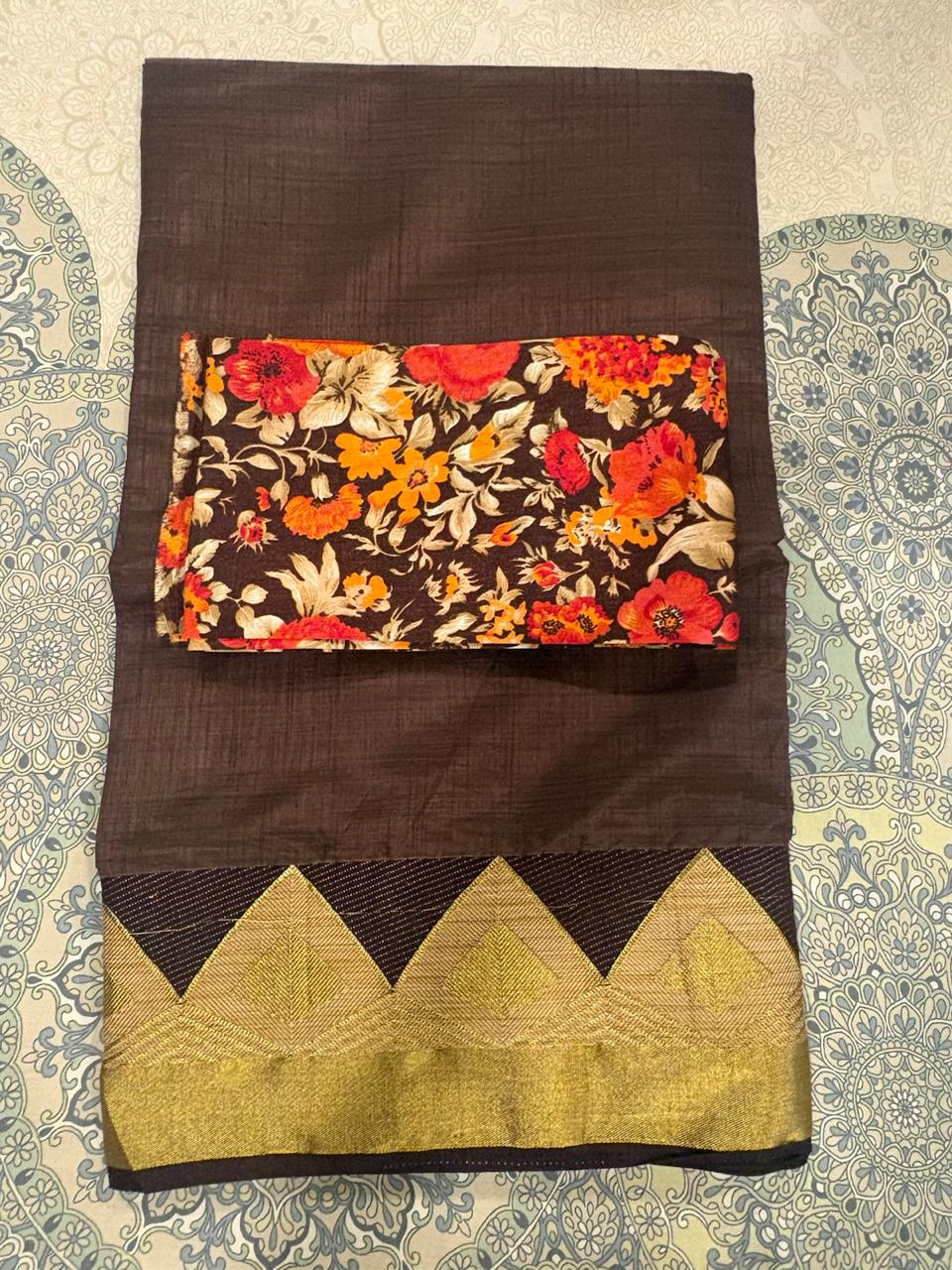 Elegant Brown cotton saree