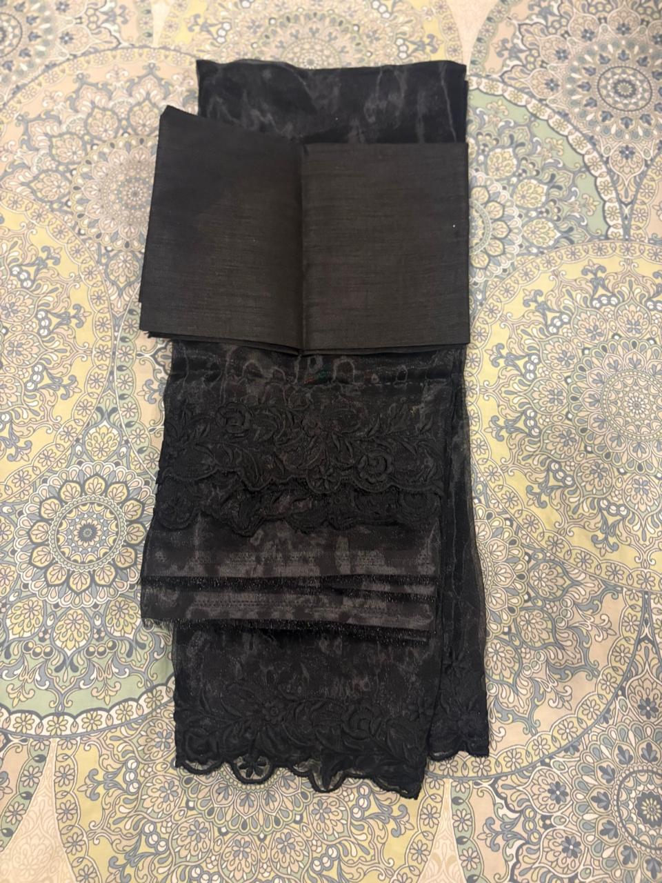 Black organzo saree