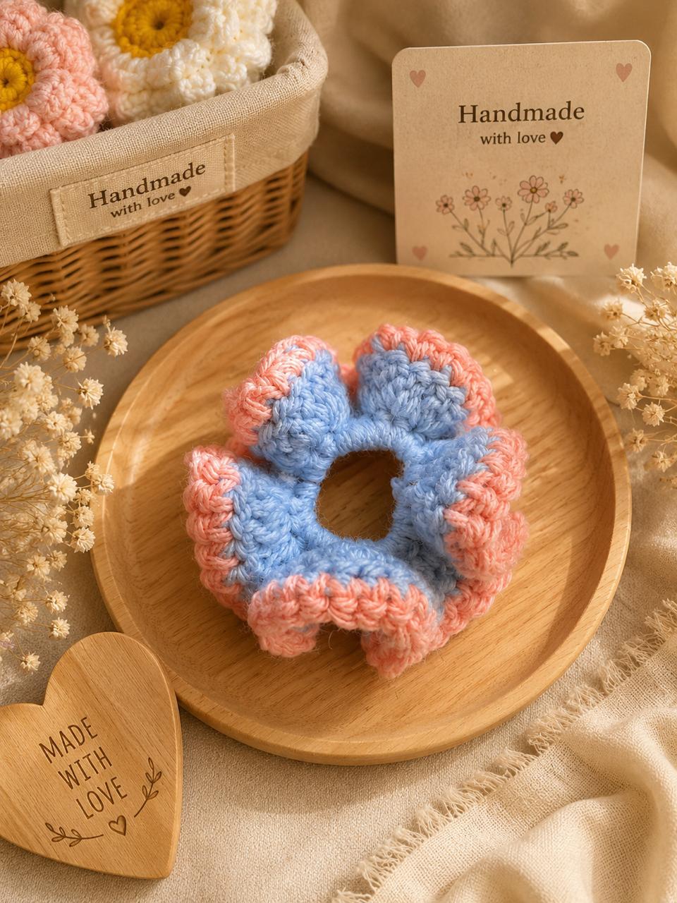 Handmade crocheted scrunchies